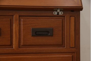 中古　高級唐木家具　上質なつくりが品の良さを高めるカリン材製ライティングビューロー(デスク、机、在宅ワーク、在宅用チェスト、花梨材)(R-049250)