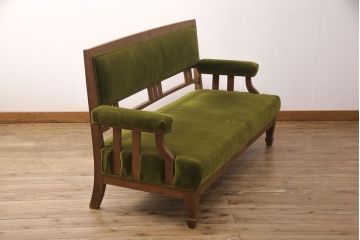 アンティーク家具　ナラ材　希少!象嵌入りの凝ったつくりが魅力的なソファ(3人掛けソファ、2人掛けソファ、アームソファ)(R-049251)