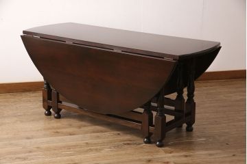 中古　松本民芸家具　B.R型　クラシカルな脚が目を引くバタフライテーブル(定価約42万円)(ゲートレッグテーブル、ダイニングテーブル)(R-049256)