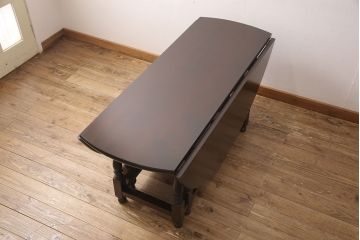 中古　松本民芸家具　B.R型　クラシカルな脚が目を引くバタフライテーブル(定価約42万円)(ゲートレッグテーブル、ダイニングテーブル)(R-049256)