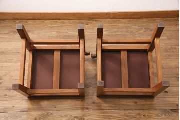 和製ヴィンテージ　民芸家具　チーク材　どっしりとした重厚感のあるチェア2脚セット(ダイニングチェア、椅子、ビンテージ、バラ売り可能)(R-049258)