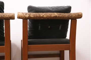 和製ヴィンテージ　民芸家具　チーク材　どっしりとした重厚感のあるチェア2脚セット(ダイニングチェア、椅子、ビンテージ、バラ売り可能)(R-049259)