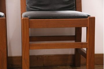 和製ヴィンテージ　民芸家具　チーク材　どっしりとした重厚感のあるチェア2脚セット(ダイニングチェア、椅子、ビンテージ、バラ売り可能)(R-049259)