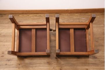 和製ヴィンテージ　民芸家具　チーク材　どっしりとした重厚感のあるチェア2脚セット(ダイニングチェア、椅子、ビンテージ、バラ売り可能)(R-049259)