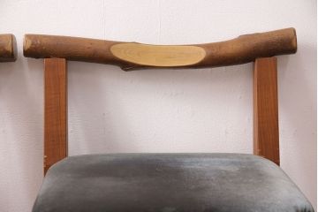 和製ヴィンテージ　民芸家具　チーク材　どっしりとした重厚感のあるチェア2脚セット(ダイニングチェア、椅子、ビンテージ、バラ売り可能)(R-049260)