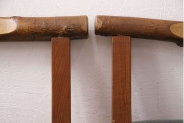 和製ヴィンテージ　民芸家具　チーク材　どっしりとした重厚感のあるチェア2脚セット(ダイニングチェア、椅子、ビンテージ、バラ売り可能)(R-049260)