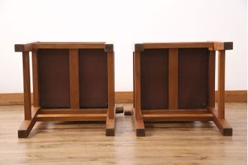 和製ヴィンテージ　民芸家具　チーク材　どっしりとした重厚感のあるチェア2脚セット(ダイニングチェア、椅子、ビンテージ、バラ売り可能)(R-049260)
