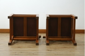 和製ヴィンテージ　民芸家具　チーク材　どっしりとした重厚感のあるチェア2脚セット　(R-049261)