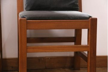 和製ヴィンテージ　民芸家具　チーク材　どっしりとした重厚感のあるチェア2脚セット(ダイニングチェア、椅子、ビンテージ、バラ売り可能)(R-049261)