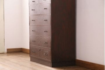 中古美品　江戸指物家具　きむら　桑材・桐材　上品な和の雰囲気を演出する引き出し15杯のチェスト(定価約65万円)(引き出し、和タンス)(R-049262)