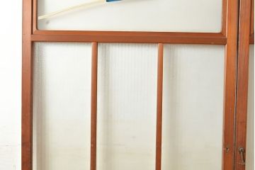 ヴィンテージ建具　昭和中期　銀モールガラス　温かみある色合いで空間を明るくしてくれるガラス戸2枚セット　(R-049274)