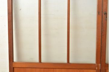 ヴィンテージ建具　昭和中期　銀モールガラス　温かみある色合いで空間を明るくしてくれるガラス戸2枚セット　(R-049274)