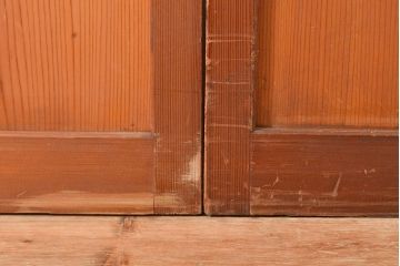 ヴィンテージ建具　昭和中期　銀モールガラス　温かみある色合いで空間を明るくしてくれるガラス戸2枚セット　(R-049274)