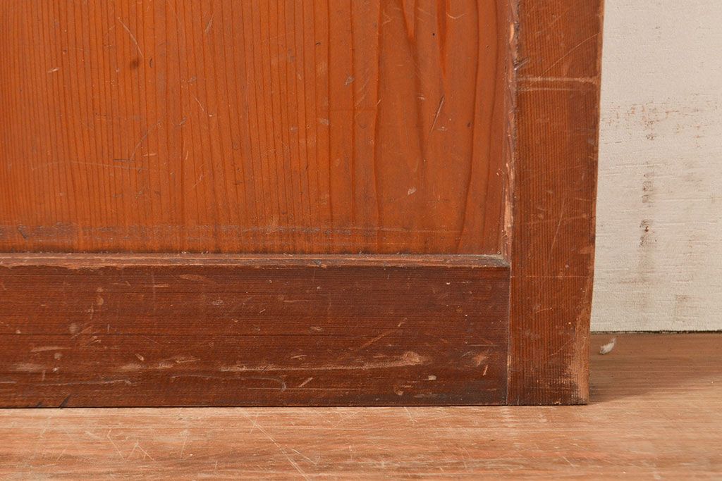 ヴィンテージ建具　昭和中期　銀モールガラス　温かみある色合いで空間を明るくしてくれるガラス戸2枚セット　(R-049274)