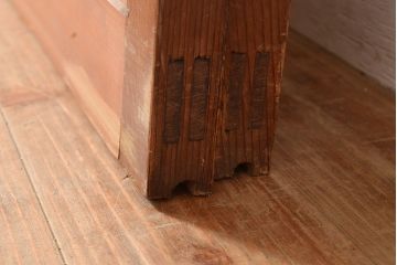 ヴィンテージ建具　昭和中期　銀モールガラス　温かみある色合いで空間を明るくしてくれるガラス戸2枚セット　(R-049274)