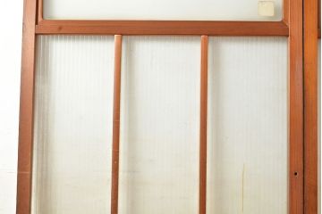 ヴィンテージ建具　昭和中期　銀モールガラス　温かみある色合いで空間を明るくしてくれるガラス戸2枚セット　(R-049274)