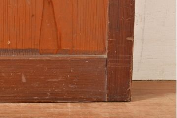 ヴィンテージ建具　昭和中期　銀モールガラス　温かみある色合いで空間を明るくしてくれるガラス戸2枚セット　(R-049274)