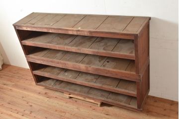【簡易リペア限定品】和製アンティーク　明治〜大正期　松材・杉材　シンプルなオープンラック(飾り棚、収納棚)(R-049275)