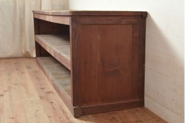 【簡易リペア限定品】和製アンティーク　明治〜大正期　松材・杉材　シンプルなオープンラック(飾り棚、収納棚、ローボード)(R-049276)