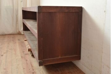 【簡易リペア限定品】和製アンティーク　明治〜大正期　松材・杉材　シンプルなオープンラック(飾り棚、収納棚、ローボード)(R-049277)