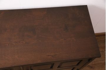 中古　北海道民芸家具　当店リメイク　高級感とシックな印象を与える、衣装盆付きのローボード(引き出し、チェスト、リビングボード、テレビ台、着物箪笥)(R-049282)