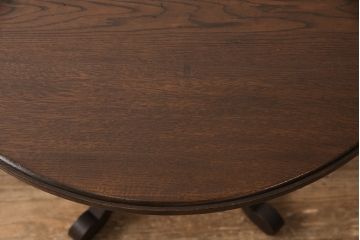 和製アンティーク　希少　ナラ材　大正ロマンの雰囲気漂う上手物のラウンドテーブル(コーヒーテーブル、サイドテーブル)(R-049284)