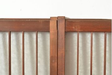 アンティーク建具　どこか懐かしさが漂うレトロなガラス入り格子戸2枚セット(引き戸、窓、建具)(R-049285)