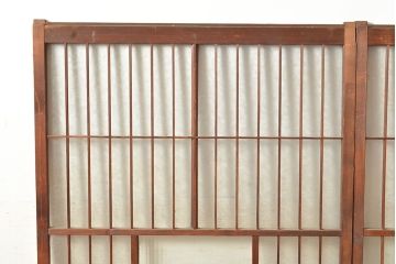 アンティーク建具　どこか懐かしさが漂うレトロなガラス入り格子戸2枚セット(引き戸、窓、建具)(R-049285)