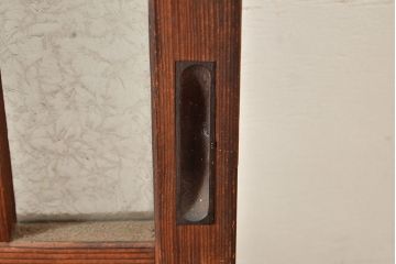 アンティーク建具　どこか懐かしさが漂うレトロなガラス入り格子戸2枚セット(引き戸、窓、建具)(R-049285)