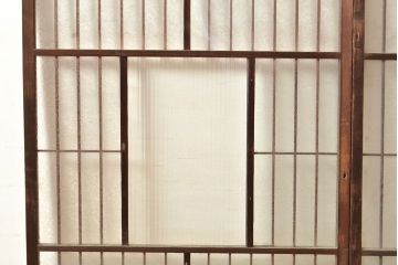 アンティーク建具　どこか懐かしさが漂うレトロなガラス入り格子戸2枚セット(引き戸、窓、建具)(R-049285)