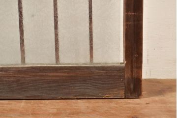 アンティーク建具　どこか懐かしさが漂うレトロなガラス入り格子戸2枚セット(引き戸、窓、建具)(R-049285)