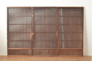 アンティーク建具　和モダンな空間づくりにおすすめの格子戸3枚セット(引き戸、建具)(R-049286)