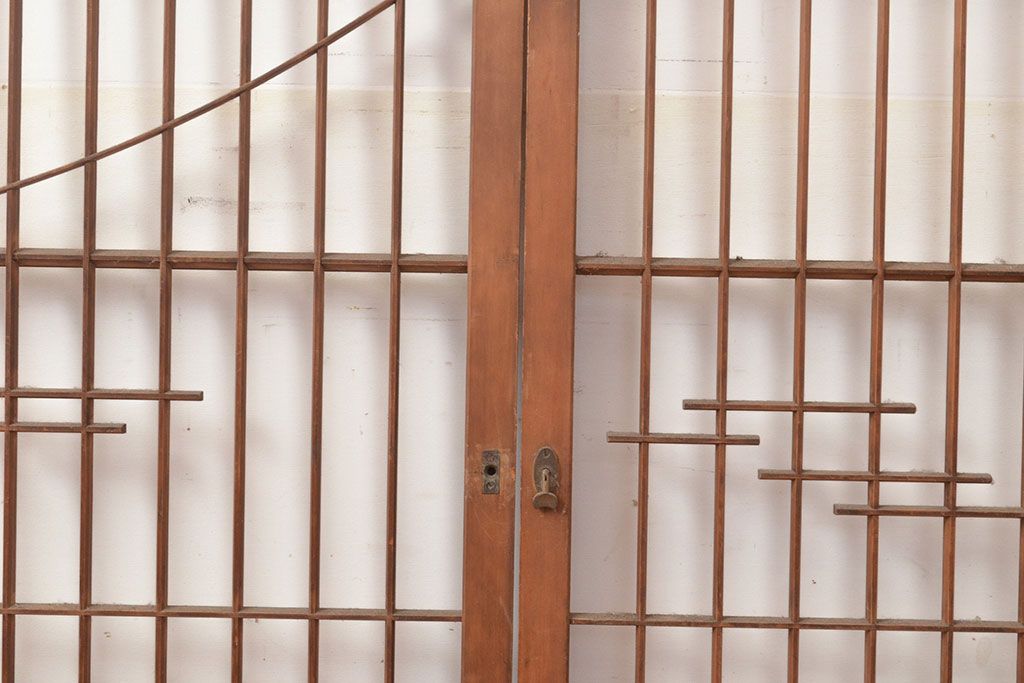 ヴィンテージ建具　昭和中期　富士山の図柄が魅力!和の趣あふれる書院戸2枚セット　(R-049288)