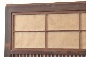 アンティーク建具　レトロなガラスが魅力の裏障子付き格子戸1枚(引き戸、障子戸、建具)(R-049289)