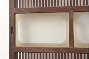 アンティーク建具　レトロなガラスが魅力の裏障子付き格子戸1枚(引き戸、障子戸、建具)(R-049289)