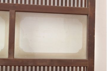 アンティーク建具　レトロなガラスが魅力の裏障子付き格子戸1枚(引き戸、障子戸、建具)(R-049289)