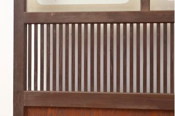 アンティーク建具　レトロなガラスが魅力の裏障子付き格子戸1枚(引き戸、障子戸、建具)(R-049289)