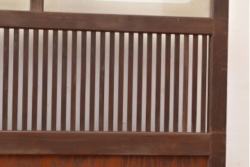 アンティーク建具　レトロなガラスが魅力の裏障子付き格子戸1枚(引き戸、障子戸、建具)(R-049289)