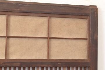 アンティーク建具　レトロなガラスが魅力の裏障子付き格子戸1枚(引き戸、障子戸、建具)(R-049289)