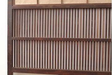 アンティーク建具　レトロなガラスが魅力の裏障子付き格子戸1枚(引き戸、障子戸、建具)(R-049289)