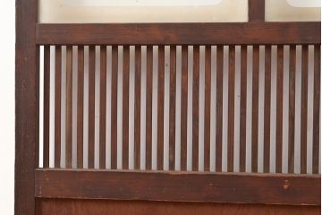 アンティーク建具　レトロなガラスが魅力の裏障子付き格子戸1枚(引き戸、障子戸、建具)(R-049289)