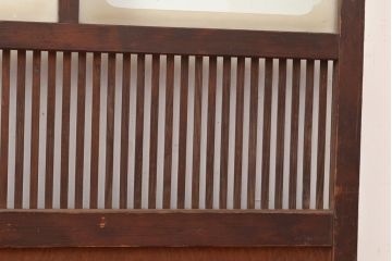 アンティーク建具　レトロなガラスが魅力の裏障子付き格子戸1枚(引き戸、障子戸、建具)(R-049289)