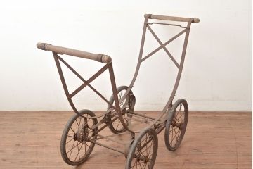 アンティーク雑貨　和製アンティーク　ジャンク品　珍品希少!大正時代の乳母車(ベビーカー)(R-049296)