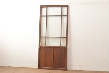 アンティーク建具　結霜ガラス　ゆらゆらガラス　レトロな雰囲気を高めるガラス扉(建具、木製ドア)(R-049297)