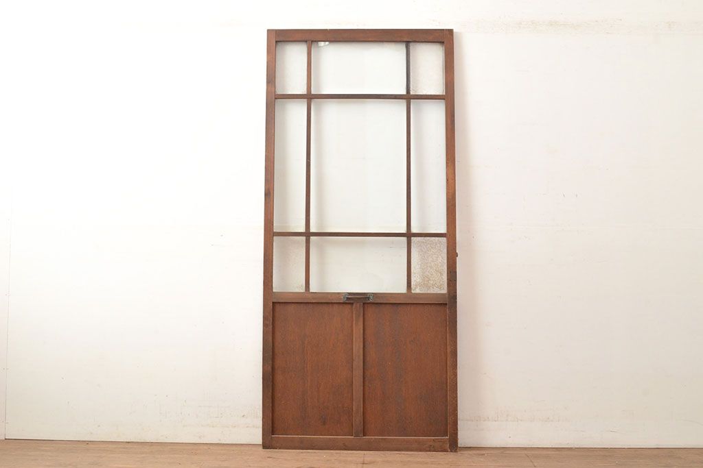 アンティーク建具　結霜ガラス　ゆらゆらガラス　レトロな雰囲気を高めるガラス扉(建具、木製ドア)(R-049297)