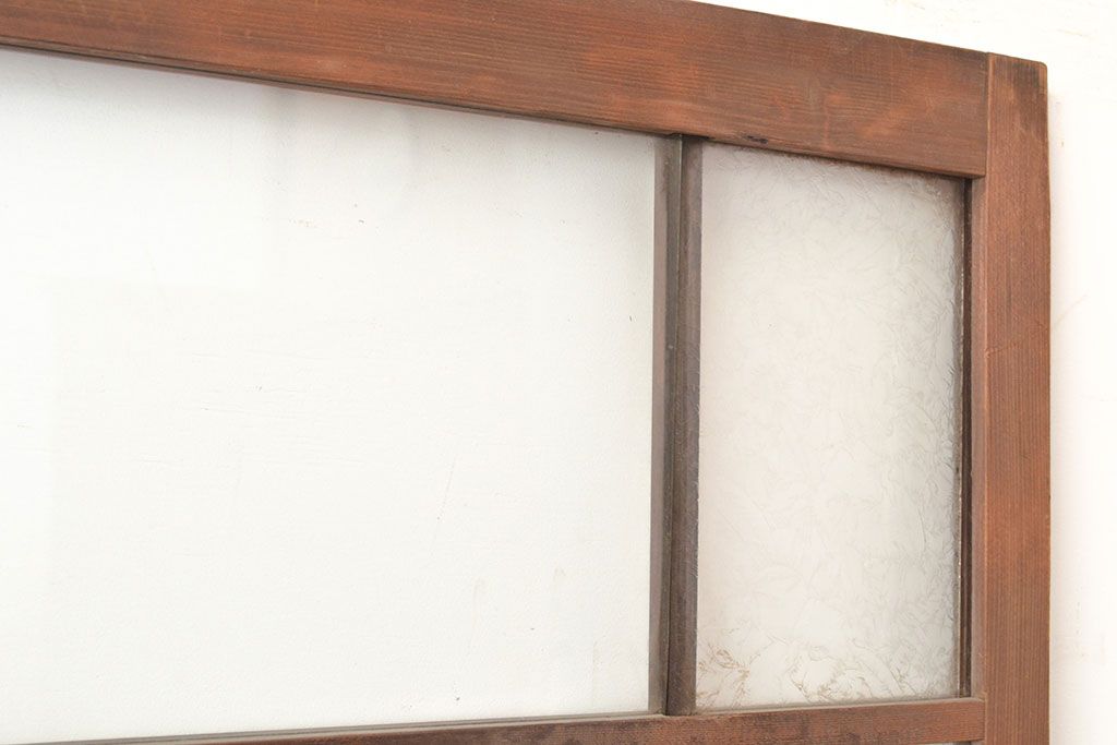 アンティーク建具　結霜ガラス　ゆらゆらガラス　レトロな雰囲気を高めるガラス扉(建具、木製ドア)(R-049297)