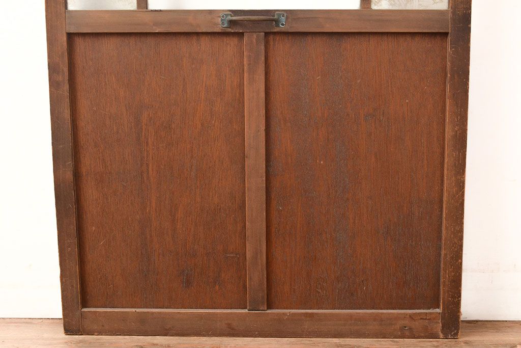 アンティーク建具　結霜ガラス　ゆらゆらガラス　レトロな雰囲気を高めるガラス扉(建具、木製ドア)(R-049297)