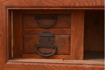 アンティーク家具　六尺　前面ケヤキ材　極太框　上質な空間を演出する収納箪笥サイドボード(テレビ台、夜具箪笥)(R-049299)