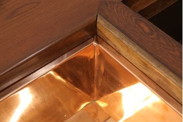 和製ビンテージ　重厚な佇まいが上質な雰囲気を高める総ケヤキ材製関西火鉢(長火鉢、囲炉裏、座卓、ヴィンテージ)(R-049301)