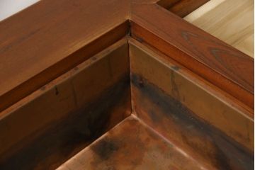 中古　総ケヤキ材　四尺　杢目が美しい!和の趣漂う重厚な佇まいの関西長火鉢(木製火鉢、囲炉裏)(R-049302)